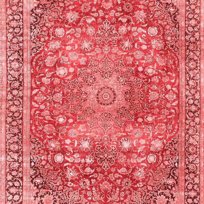 Machine Washable Medallion Red Traditional Rug, wshtr4791red