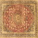 Square Medallion Brown Traditional Rug, tr4791brn