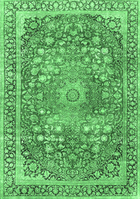 Medallion Emerald Green Traditional Rug, tr4791emgrn