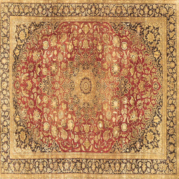 Square Machine Washable Medallion Brown Traditional Rug, wshtr4791brn