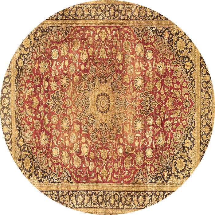 Round Medallion Brown Traditional Rug, tr4791brn