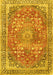 Machine Washable Medallion Yellow Traditional Rug, wshtr4791yw