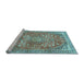 Sideview of Machine Washable Medallion Light Blue Traditional Rug, wshtr4791lblu