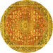 Round Medallion Yellow Traditional Rug, tr4791yw