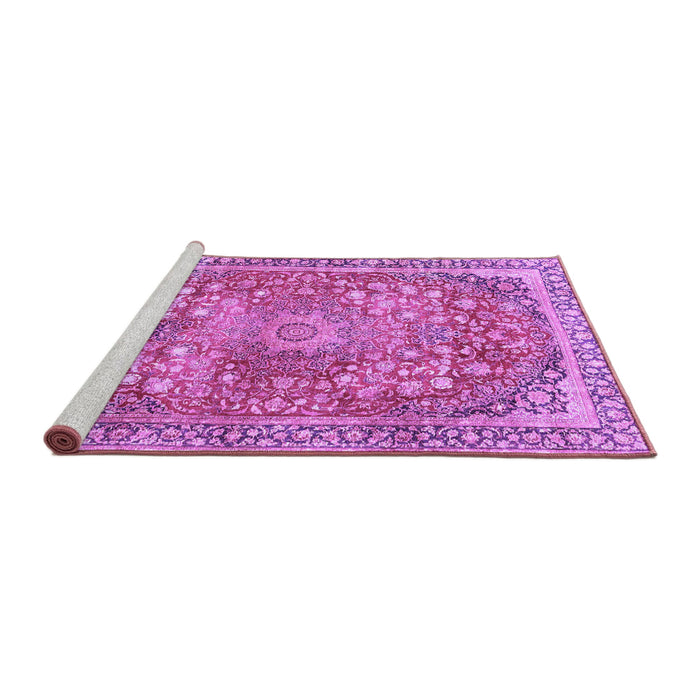 Sideview of Machine Washable Medallion Purple Traditional Area Rugs, wshtr4791pur