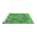 Sideview of Machine Washable Medallion Emerald Green Traditional Area Rugs, wshtr4791emgrn