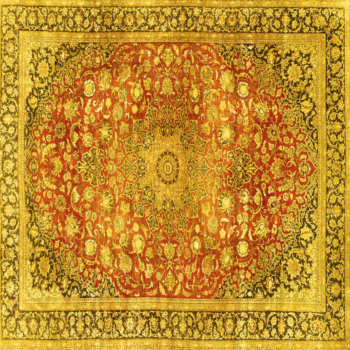 Square Medallion Yellow Traditional Rug, tr4791yw