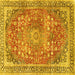 Square Medallion Yellow Traditional Rug, tr4791yw