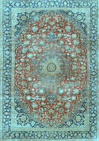 Medallion Light Blue Traditional Rug, tr4791lblu