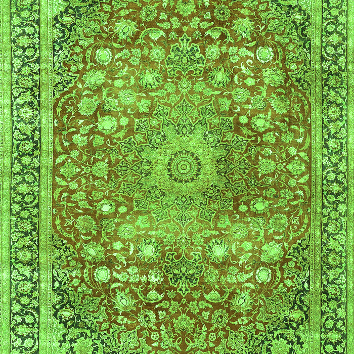 Serging Thickness of Machine Washable Medallion Green Traditional Area Rugs, wshtr4791grn
