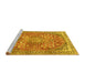 Sideview of Machine Washable Medallion Yellow Traditional Rug, wshtr4791yw