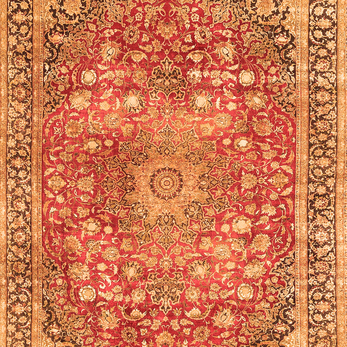 Serging Thickness of Machine Washable Medallion Orange Traditional Area Rugs, wshtr4791org
