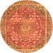 Square Medallion Orange Traditional Rug, tr4791org