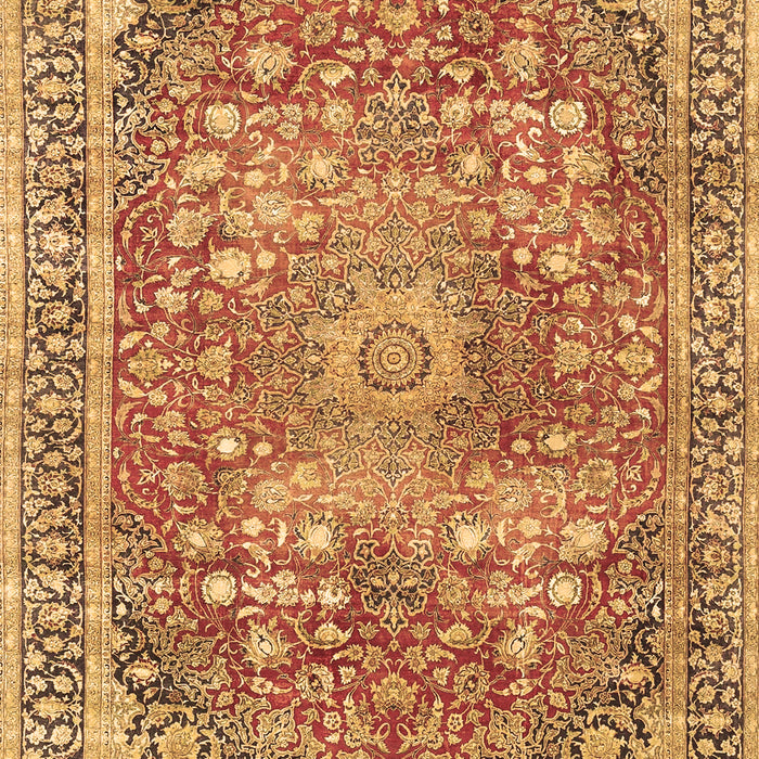 Machine Washable Medallion Brown Traditional Rug, wshtr4791brn