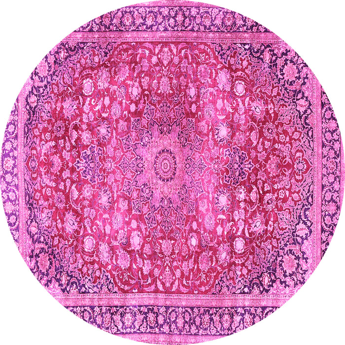 Round Medallion Pink Traditional Rug, tr4791pnk