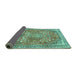 Sideview of Medallion Turquoise Traditional Rug, tr4791turq