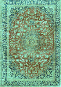 Medallion Turquoise Traditional Rug, tr4791turq