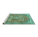 Sideview of Machine Washable Medallion Turquoise Traditional Area Rugs, wshtr4791turq