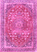 Machine Washable Medallion Pink Traditional Rug, wshtr4791pnk