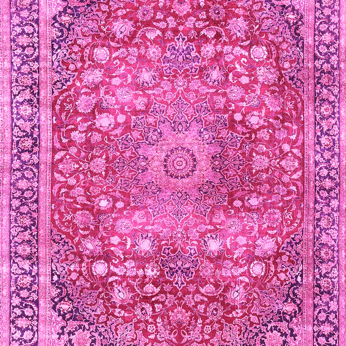 Machine Washable Medallion Pink Traditional Rug, wshtr4791pnk