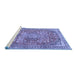 Sideview of Machine Washable Medallion Blue Traditional Rug, wshtr4791blu