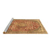 Sideview of Machine Washable Medallion Brown Traditional Rug, wshtr4791brn