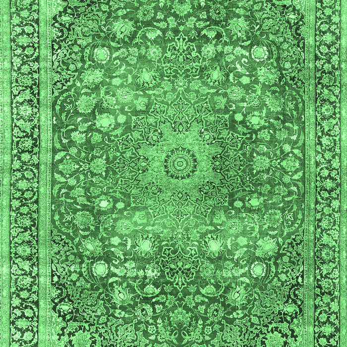 Machine Washable Medallion Emerald Green Traditional Area Rugs, wshtr4791emgrn