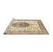 Sideview of Machine Washable Traditional Khaki Gold Rug, wshtr4792