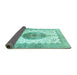 Sideview of Medallion Turquoise Traditional Rug, tr4792turq