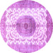 Round Medallion Purple Traditional Rug, tr4792pur