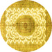 Round Medallion Yellow Traditional Rug, tr4792yw