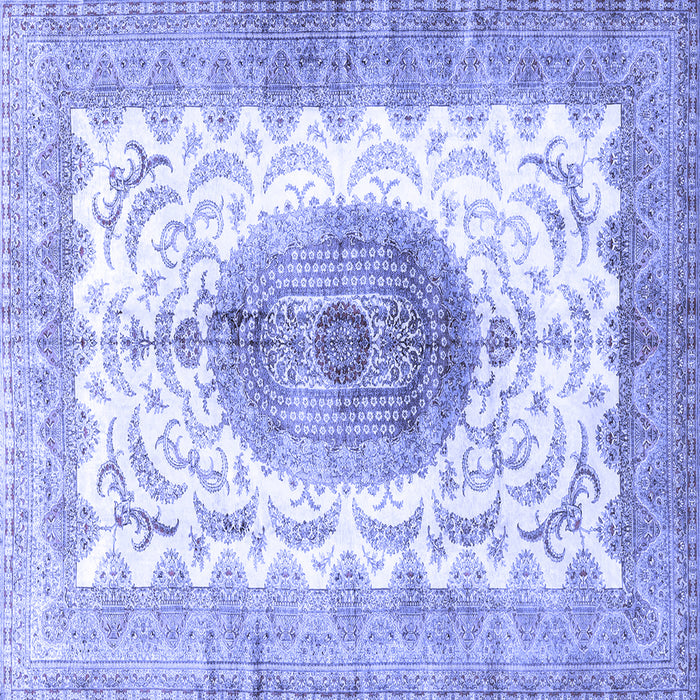Square Medallion Blue Traditional Rug, tr4792blu