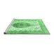 Sideview of Machine Washable Medallion Emerald Green Traditional Area Rugs, wshtr4792emgrn