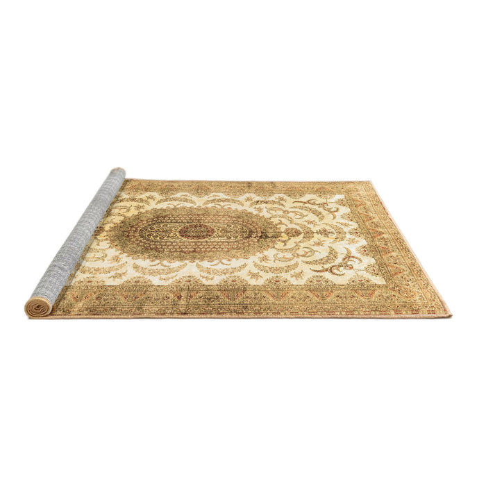 Sideview of Machine Washable Medallion Brown Traditional Rug, wshtr4792brn
