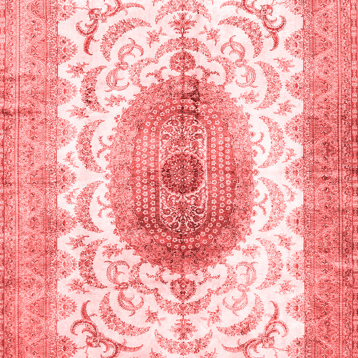 Machine Washable Medallion Red Traditional Rug, wshtr4792red