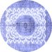 Round Medallion Blue Traditional Rug, tr4792blu