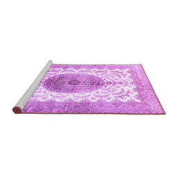 Sideview of Machine Washable Medallion Purple Traditional Area Rugs, wshtr4792pur