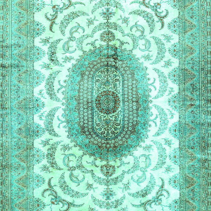 Medallion Turquoise Traditional Rug, tr4792turq