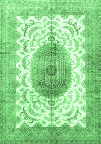 Medallion Emerald Green Traditional Rug, tr4792emgrn