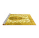 Sideview of Machine Washable Medallion Yellow Traditional Rug, wshtr4792yw