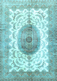 Medallion Light Blue Traditional Rug, tr4792lblu