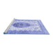 Sideview of Machine Washable Medallion Blue Traditional Rug, wshtr4792blu