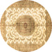 Round Medallion Brown Traditional Rug, tr4792brn