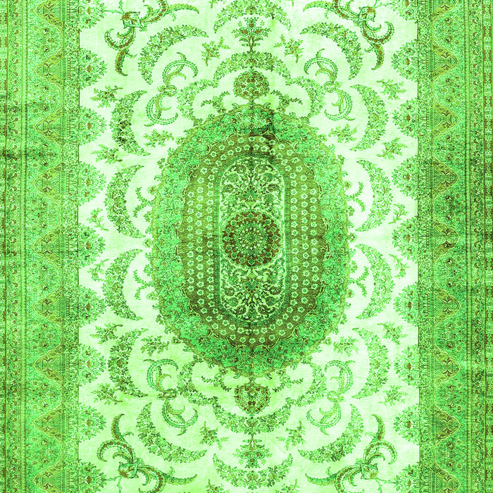 Serging Thickness of Machine Washable Medallion Green Traditional Area Rugs, wshtr4792grn