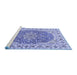 Sideview of Machine Washable Medallion Blue Traditional Rug, wshtr4793blu