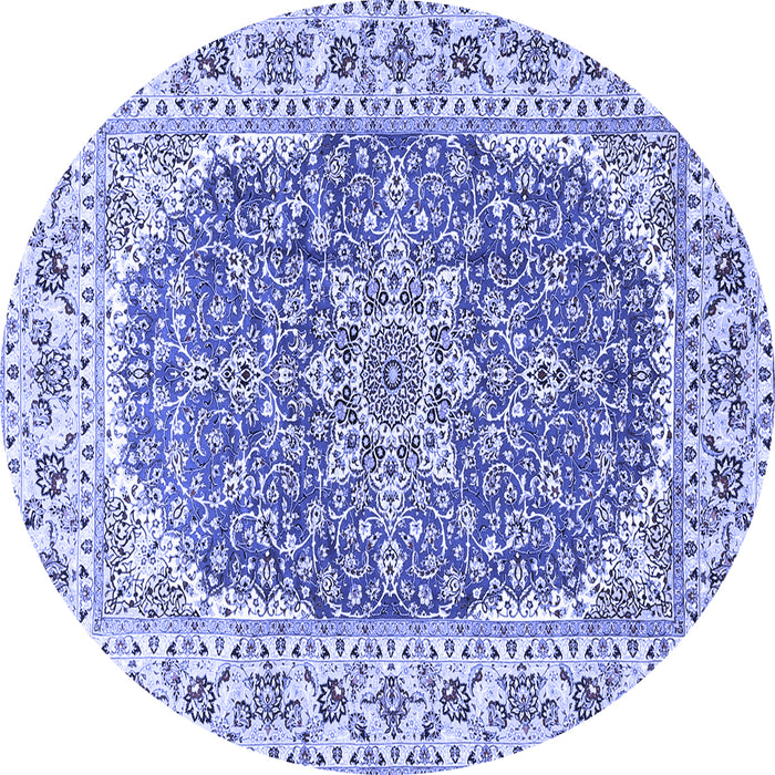 Round Medallion Blue Traditional Rug, tr4793blu