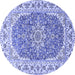 Round Medallion Blue Traditional Rug, tr4793blu