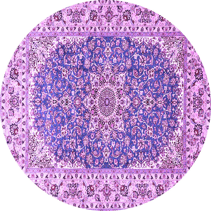 Round Medallion Purple Traditional Rug, tr4793pur