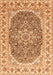 Serging Thickness of Machine Washable Medallion Orange Traditional Area Rugs, wshtr4793org