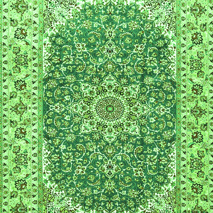 Serging Thickness of Machine Washable Medallion Green Traditional Area Rugs, wshtr4793grn